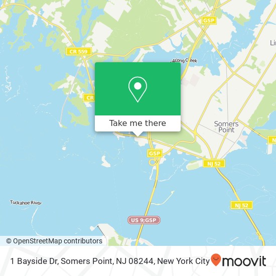 Mapa de 1 Bayside Dr, Somers Point, NJ 08244