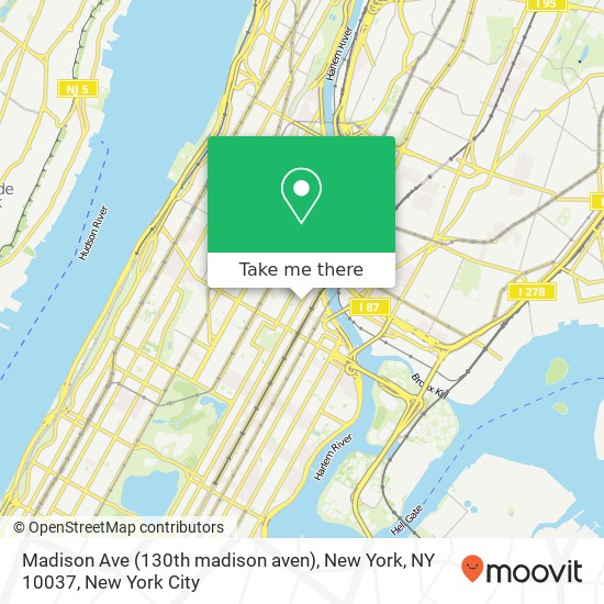 Mapa de Madison Ave (130th madison aven), New York, NY 10037