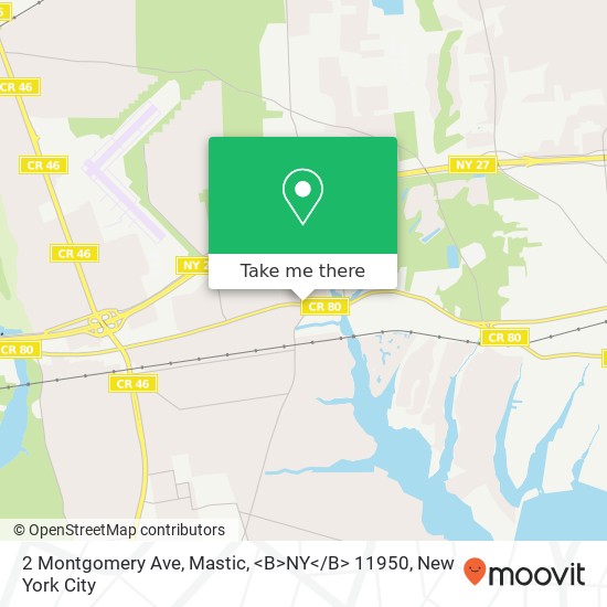 2 Montgomery Ave, Mastic, <B>NY< / B> 11950 map