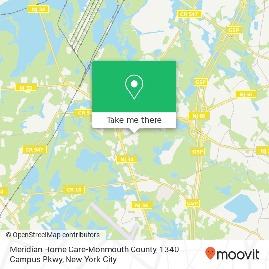 Mapa de Meridian Home Care-Monmouth County, 1340 Campus Pkwy