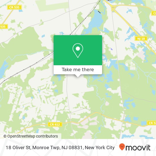 Mapa de 18 Oliver St, Monroe Twp, NJ 08831