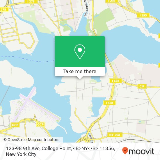 Mapa de 123-98 9th Ave, College Point, <B>NY< / B> 11356