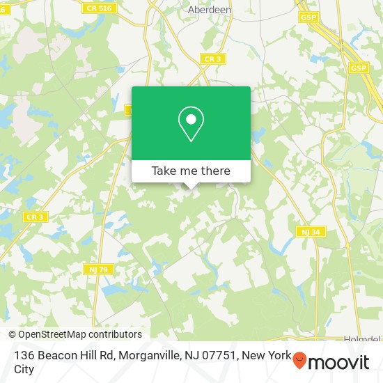 Mapa de 136 Beacon Hill Rd, Morganville, NJ 07751