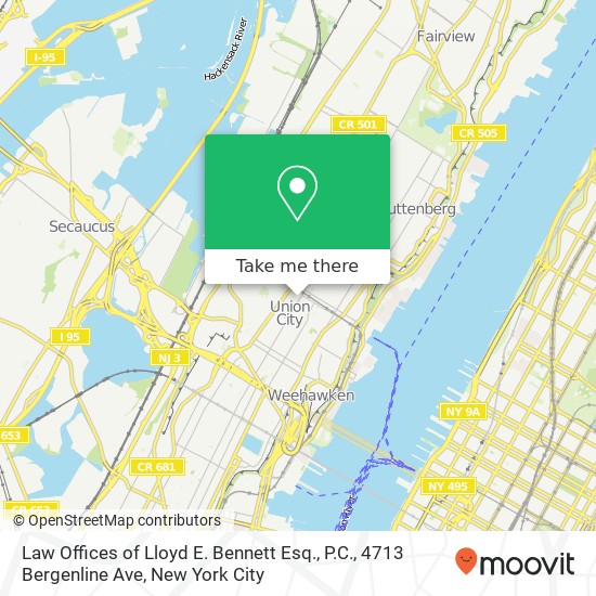 Mapa de Law Offices of Lloyd E. Bennett Esq., P.C., 4713 Bergenline Ave