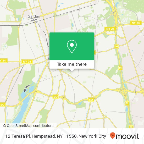 Mapa de 12 Teresa Pl, Hempstead, NY 11550