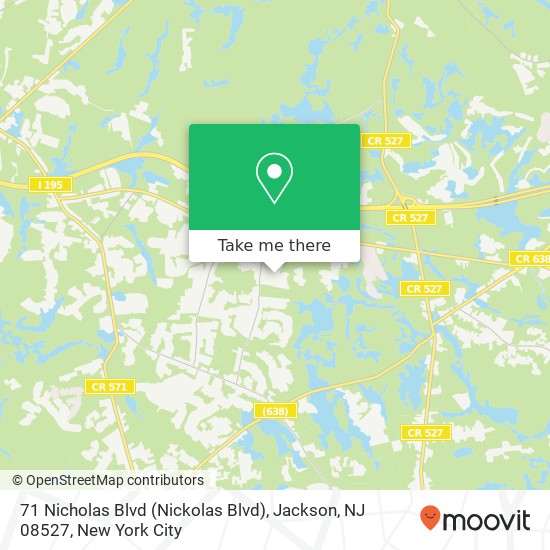 Mapa de 71 Nicholas Blvd (Nickolas Blvd), Jackson, NJ 08527