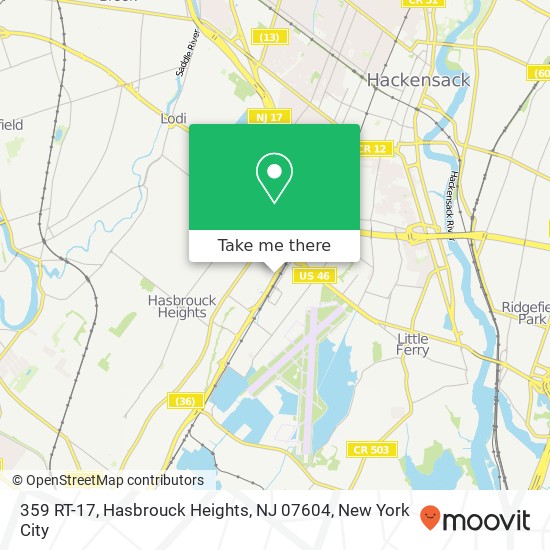 Mapa de 359 RT-17, Hasbrouck Heights, NJ 07604