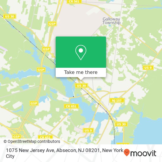 Mapa de 1075 New Jersey Ave, Absecon, NJ 08201
