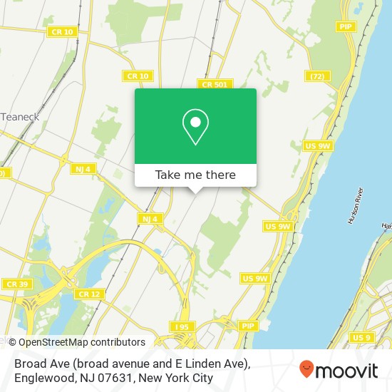 Mapa de Broad Ave (broad avenue and E Linden Ave), Englewood, NJ 07631