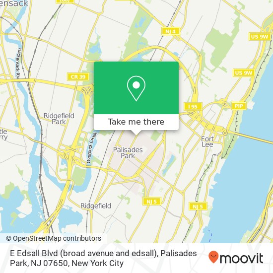 Mapa de E Edsall Blvd (broad avenue and edsall), Palisades Park, NJ 07650