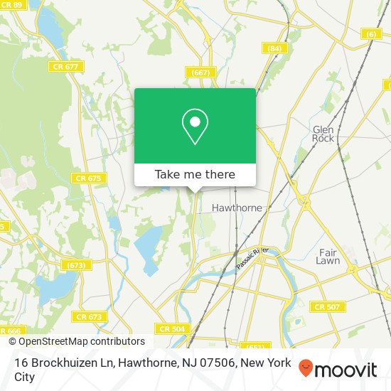 Mapa de 16 Brockhuizen Ln, Hawthorne, NJ 07506