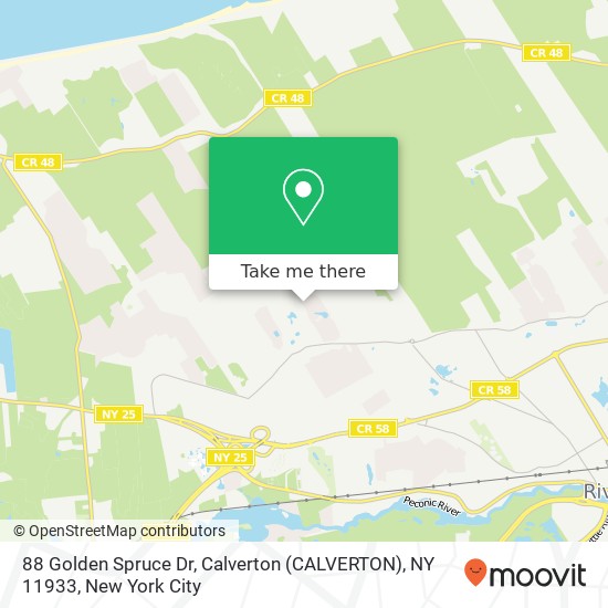 88 Golden Spruce Dr, Calverton (CALVERTON), NY 11933 map