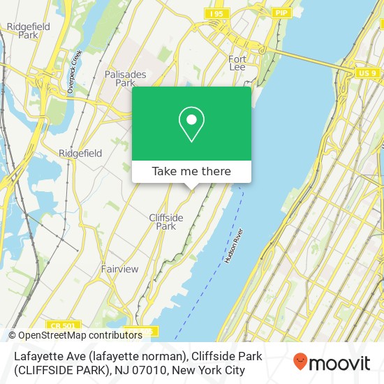 Lafayette Ave (lafayette norman), Cliffside Park (CLIFFSIDE PARK), NJ 07010 map