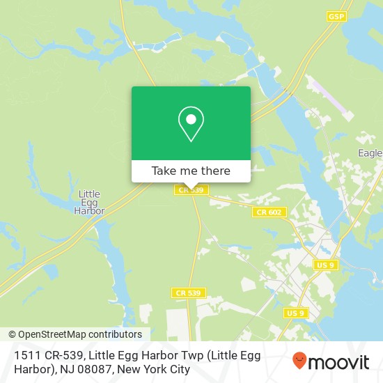 Mapa de 1511 CR-539, Little Egg Harbor Twp (Little Egg Harbor), NJ 08087