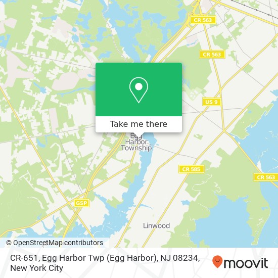 Mapa de CR-651, Egg Harbor Twp (Egg Harbor), NJ 08234