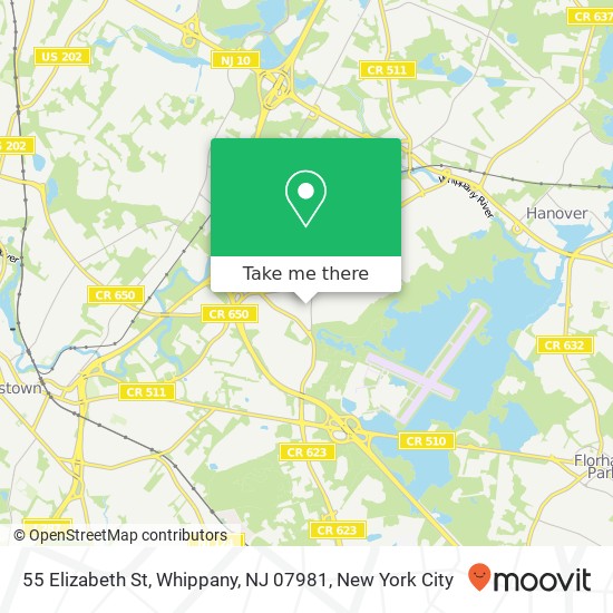 Mapa de 55 Elizabeth St, Whippany, NJ 07981