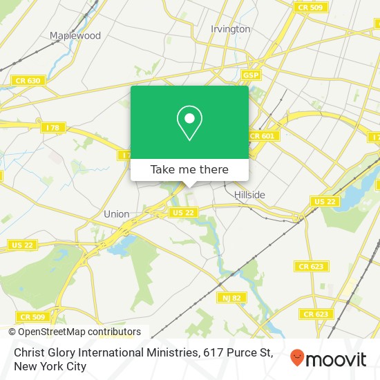 Mapa de Christ Glory International Ministries, 617 Purce St