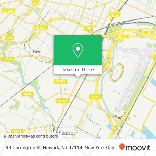 Mapa de 99 Carrington St, Newark, NJ 07114