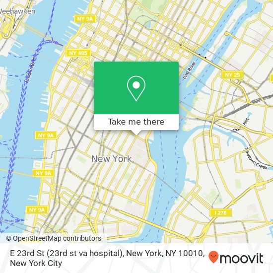 E 23rd St (23rd st va hospital), New York, NY 10010 map
