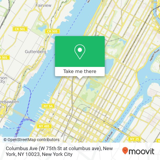 Mapa de Columbus Ave (W 75th St at columbus ave), New York, NY 10023