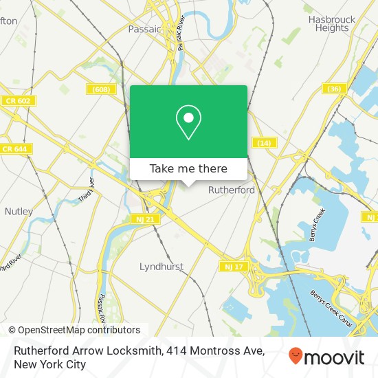 Mapa de Rutherford Arrow Locksmith, 414 Montross Ave