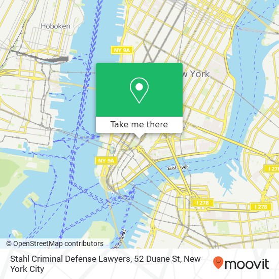 Stahl Criminal Defense Lawyers, 52 Duane St map