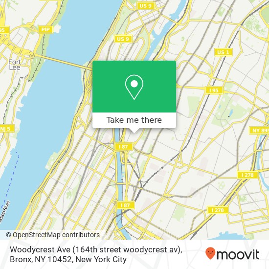 Mapa de Woodycrest Ave (164th street woodycrest av), Bronx, NY 10452