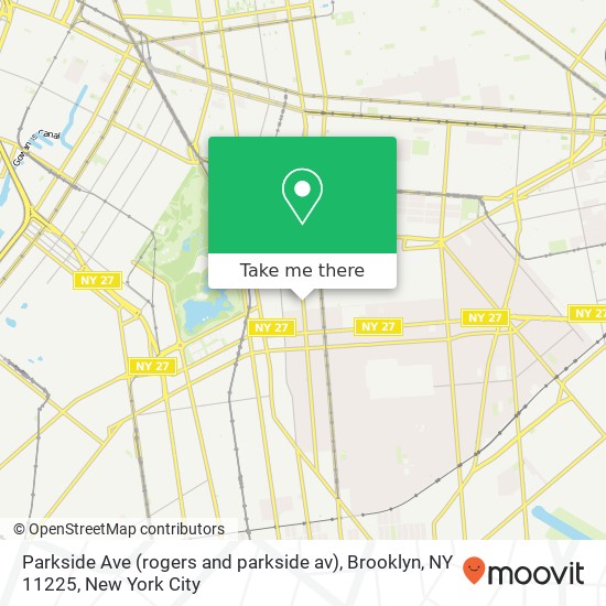 Mapa de Parkside Ave (rogers and parkside av), Brooklyn, NY 11225