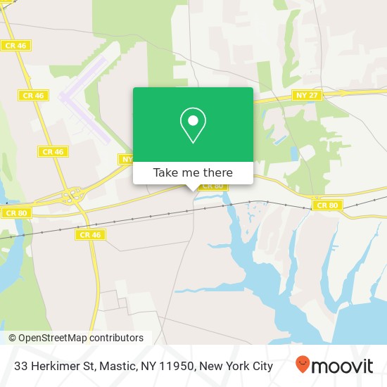 Mapa de 33 Herkimer St, Mastic, NY 11950