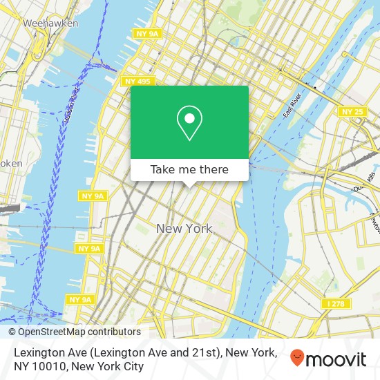 Mapa de Lexington Ave (Lexington Ave and 21st), New York, NY 10010