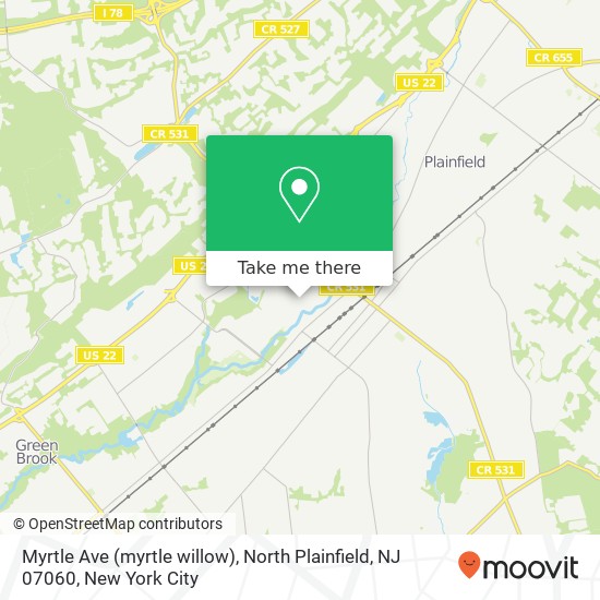 Mapa de Myrtle Ave (myrtle willow), North Plainfield, NJ 07060