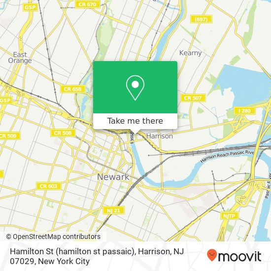 Mapa de Hamilton St (hamilton st passaic), Harrison, NJ 07029