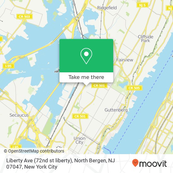 Mapa de Liberty Ave (72nd st liberty), North Bergen, NJ 07047