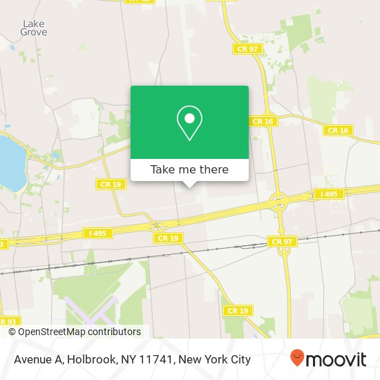 Mapa de Avenue A, Holbrook, NY 11741