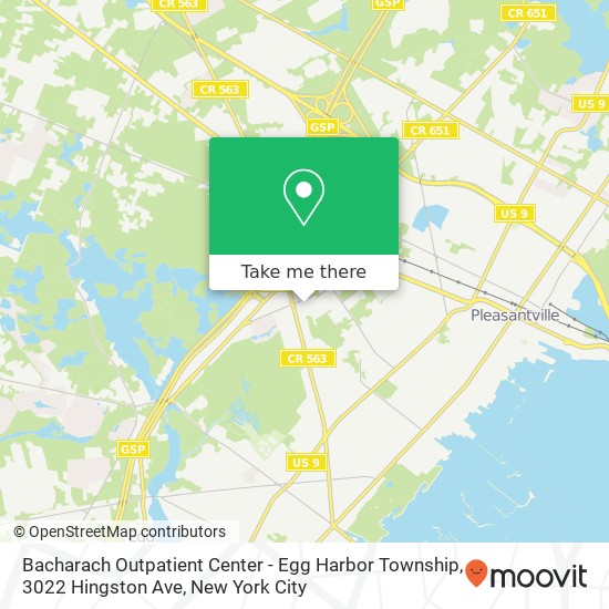 Bacharach Outpatient Center - Egg Harbor Township, 3022 Hingston Ave map