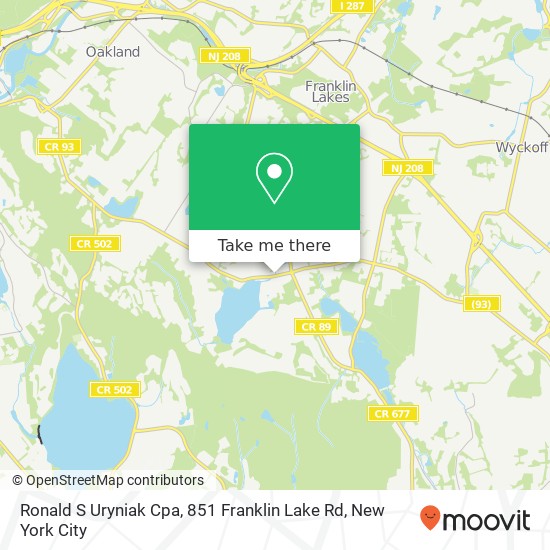 Mapa de Ronald S Uryniak Cpa, 851 Franklin Lake Rd