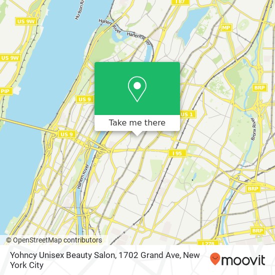 Mapa de Yohncy Unisex Beauty Salon, 1702 Grand Ave