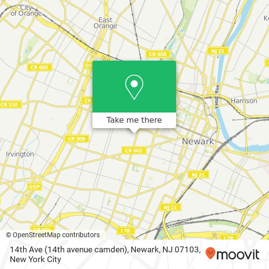 14th Ave (14th avenue camden), Newark, NJ 07103 map