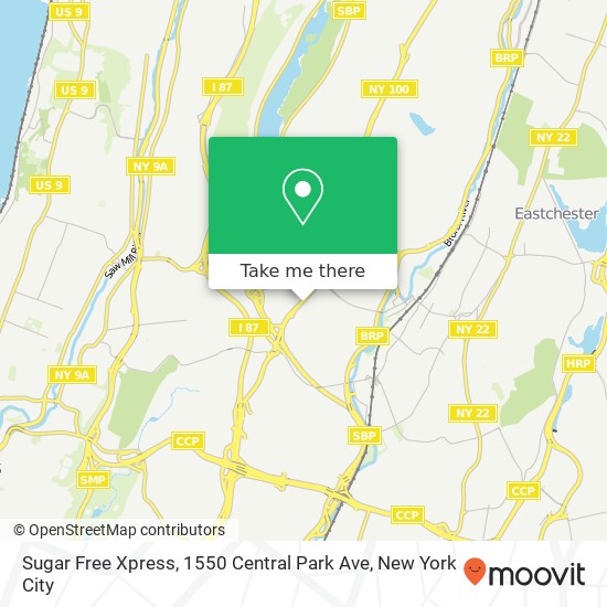 Mapa de Sugar Free Xpress, 1550 Central Park Ave