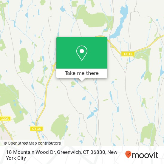Mapa de 18 Mountain Wood Dr, Greenwich, CT 06830
