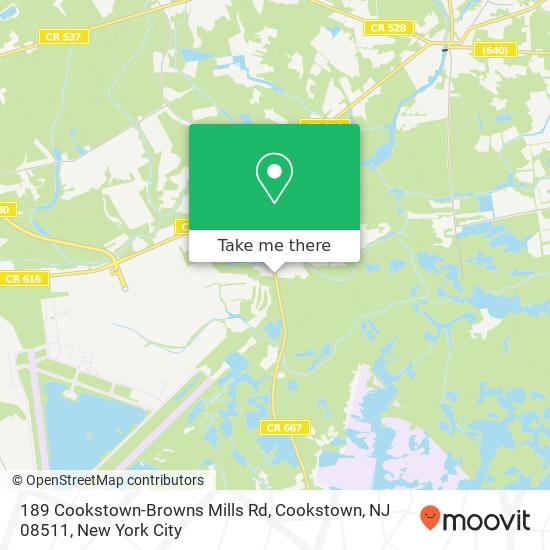 Mapa de 189 Cookstown-Browns Mills Rd, Cookstown, NJ 08511