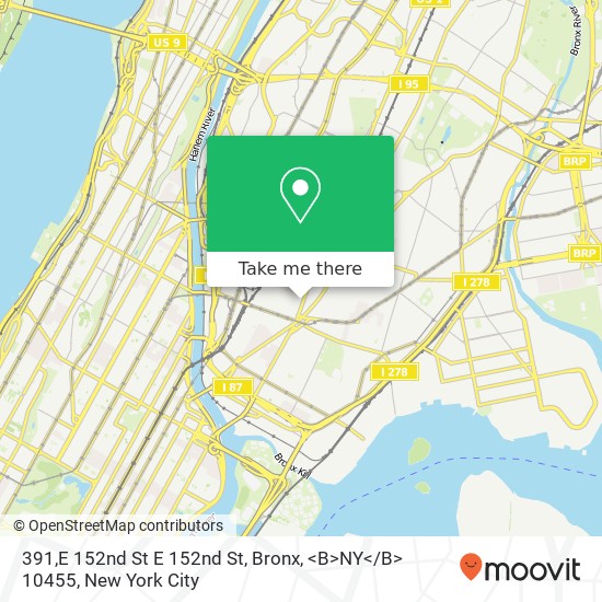391,E 152nd St E 152nd St, Bronx, <B>NY< / B> 10455 map