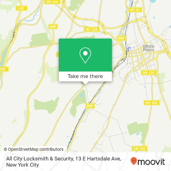 Mapa de All City Locksmith & Security, 13 E Hartsdale Ave