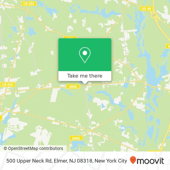 Mapa de 500 Upper Neck Rd, Elmer, NJ 08318