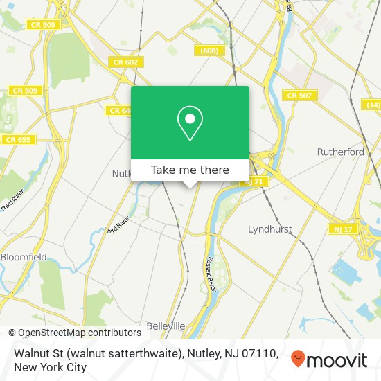 Mapa de Walnut St (walnut satterthwaite), Nutley, NJ 07110