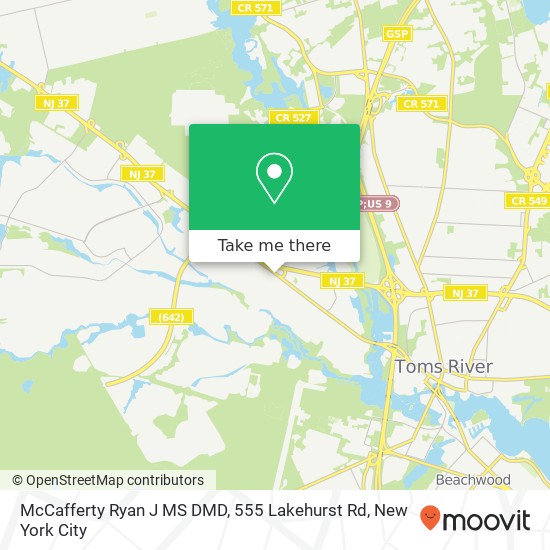 Mapa de McCafferty Ryan J MS DMD, 555 Lakehurst Rd