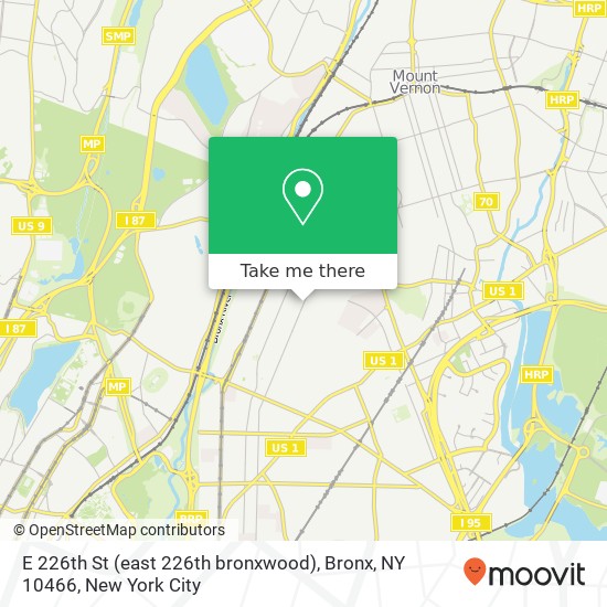 Mapa de E 226th St (east 226th bronxwood), Bronx, NY 10466