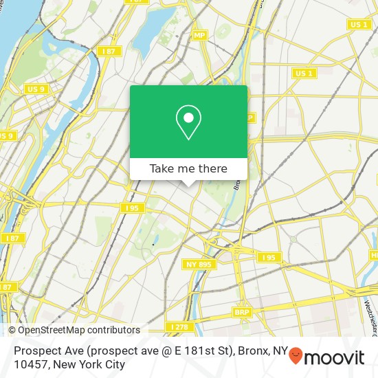 Prospect Ave (prospect ave @ E 181st St), Bronx, NY 10457 map
