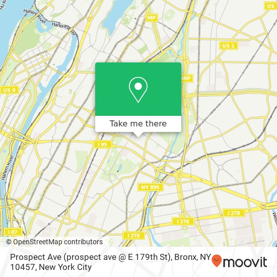 Mapa de Prospect Ave (prospect ave @ E 179th St), Bronx, NY 10457