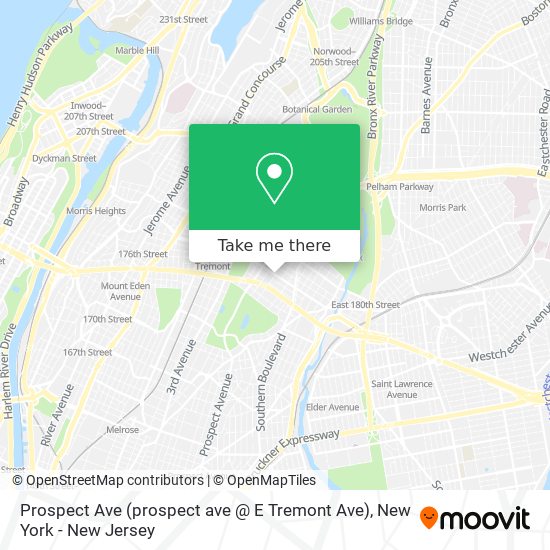 Mapa de Prospect Ave (prospect ave @ E Tremont Ave)